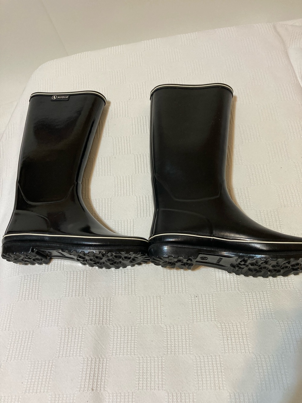 Aigle Glossy Black Tall Rain Boots NWOT